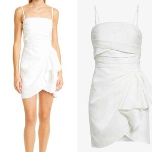 🎄FIRM PRICE🎄 Ronny kobo white draped linen Sandra Mini dress